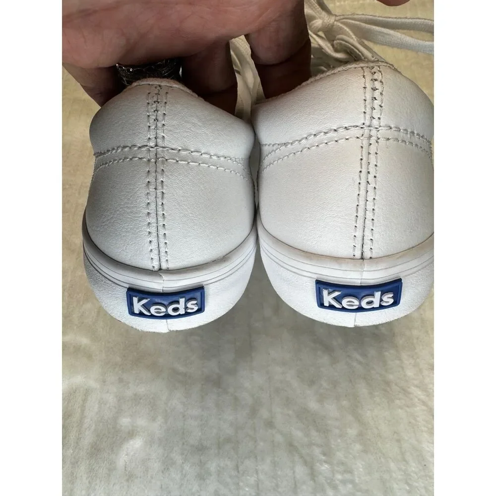 KEDS Jump Kick Leather Lace Up Sneakers, White, Sz 10